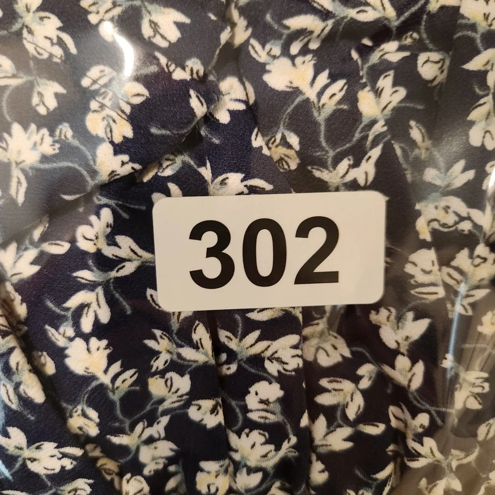 Cottagecore Floral Dress Misia  Vintage Style Preppy Short Sleeve Stretch Navy M